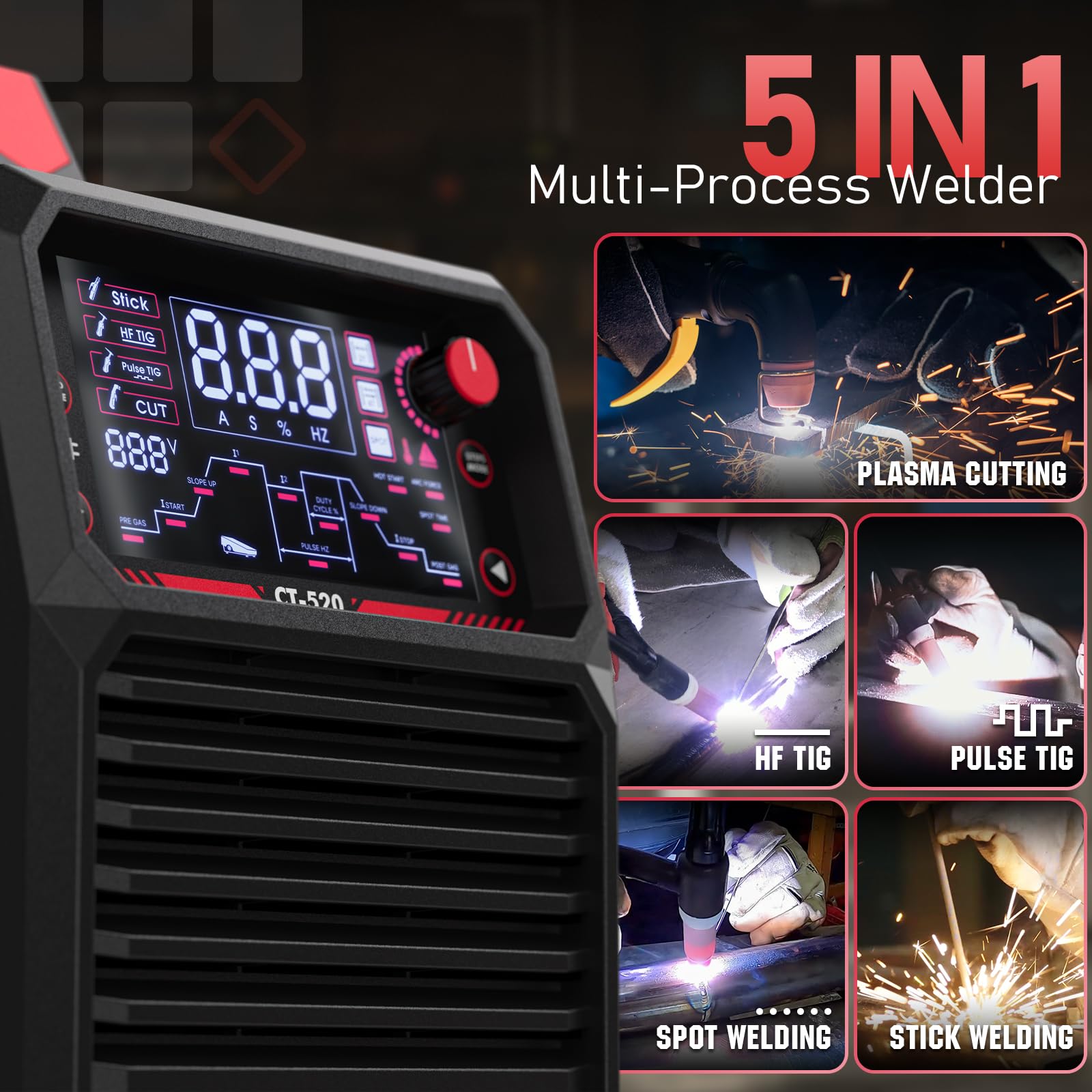 YESWELDER CT-520 control panel showcasing digital display for easy monitoring