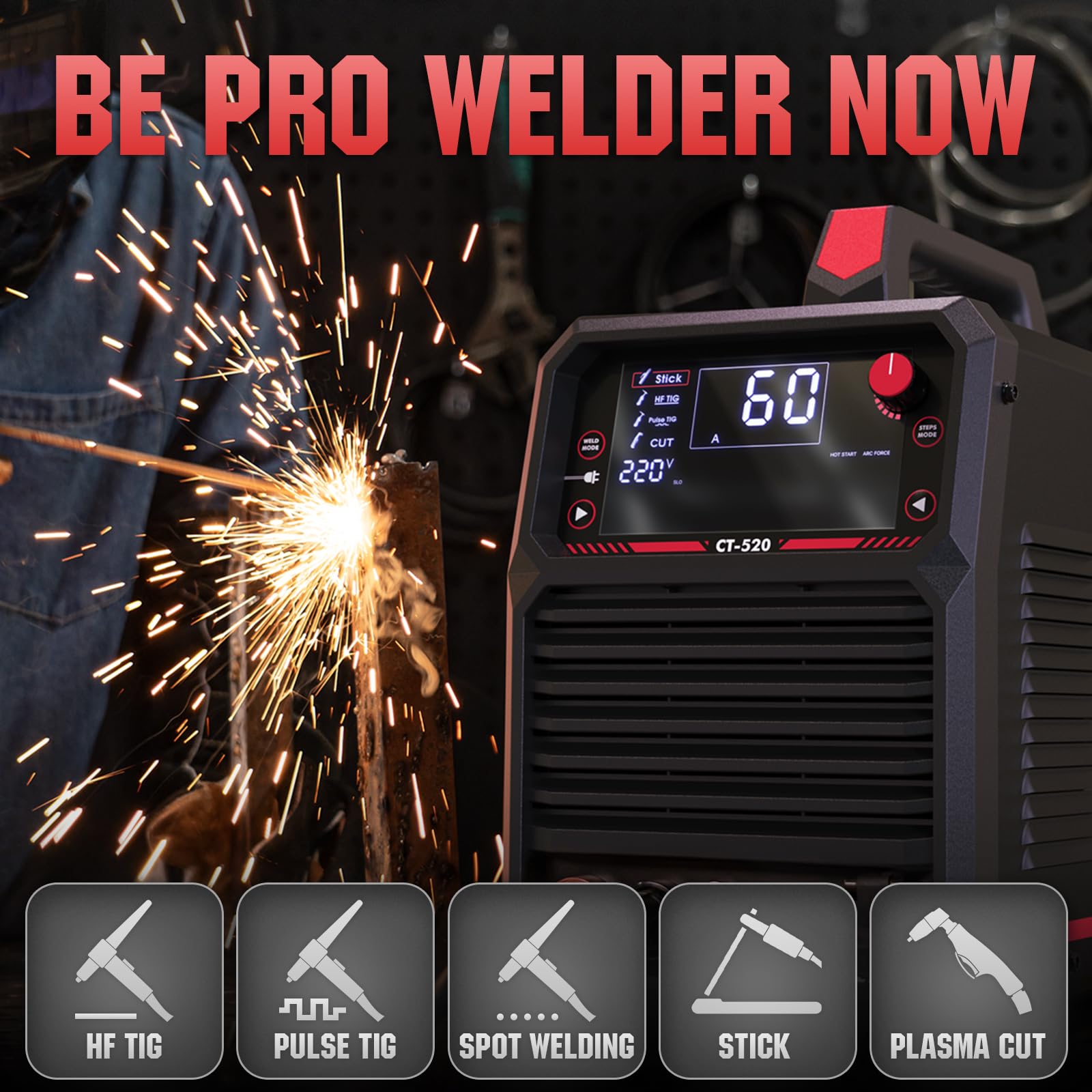YESWELDER CT-520 stick welding versatility on thicker materials