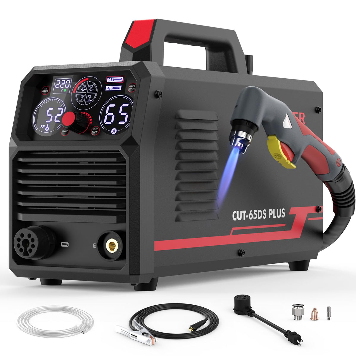 YESWELDER CUT-65DS PLUS digital display shows real-time parameters for precise cuts