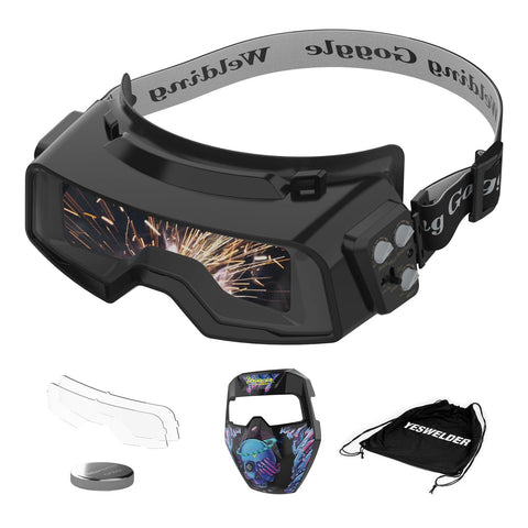 YesWELDER true color auto darkening goggles with cyberpunk pattern for precise weld viewing in any angle