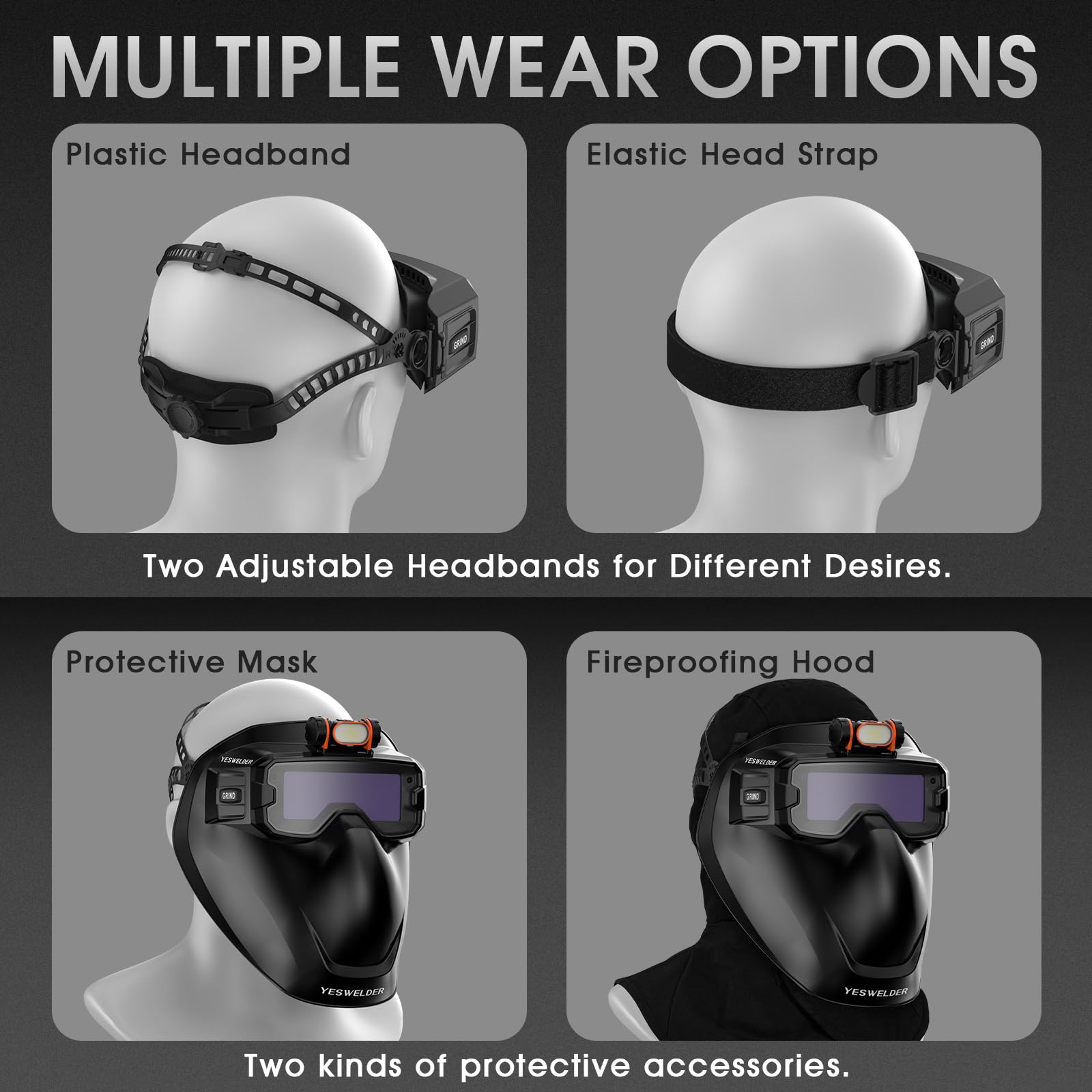 YesWelder detachable goggles offer flexible wear in tight spaces