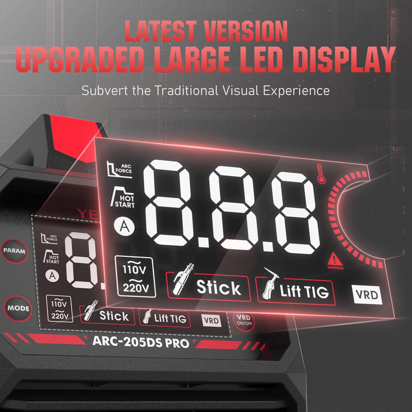 Yeswelder dual voltage 110V/220V display enables quick setup