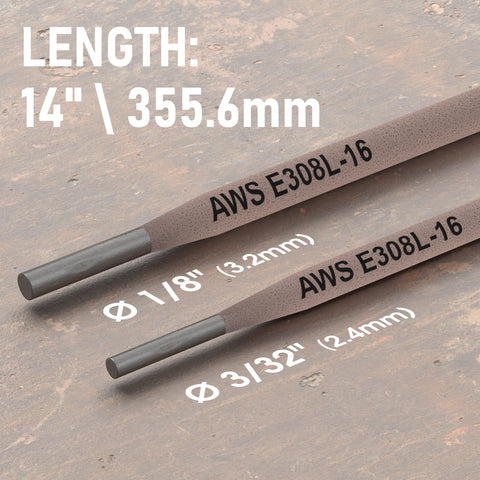 YesWelder E308L-16 all-position arc rods for versatile stainless welding.