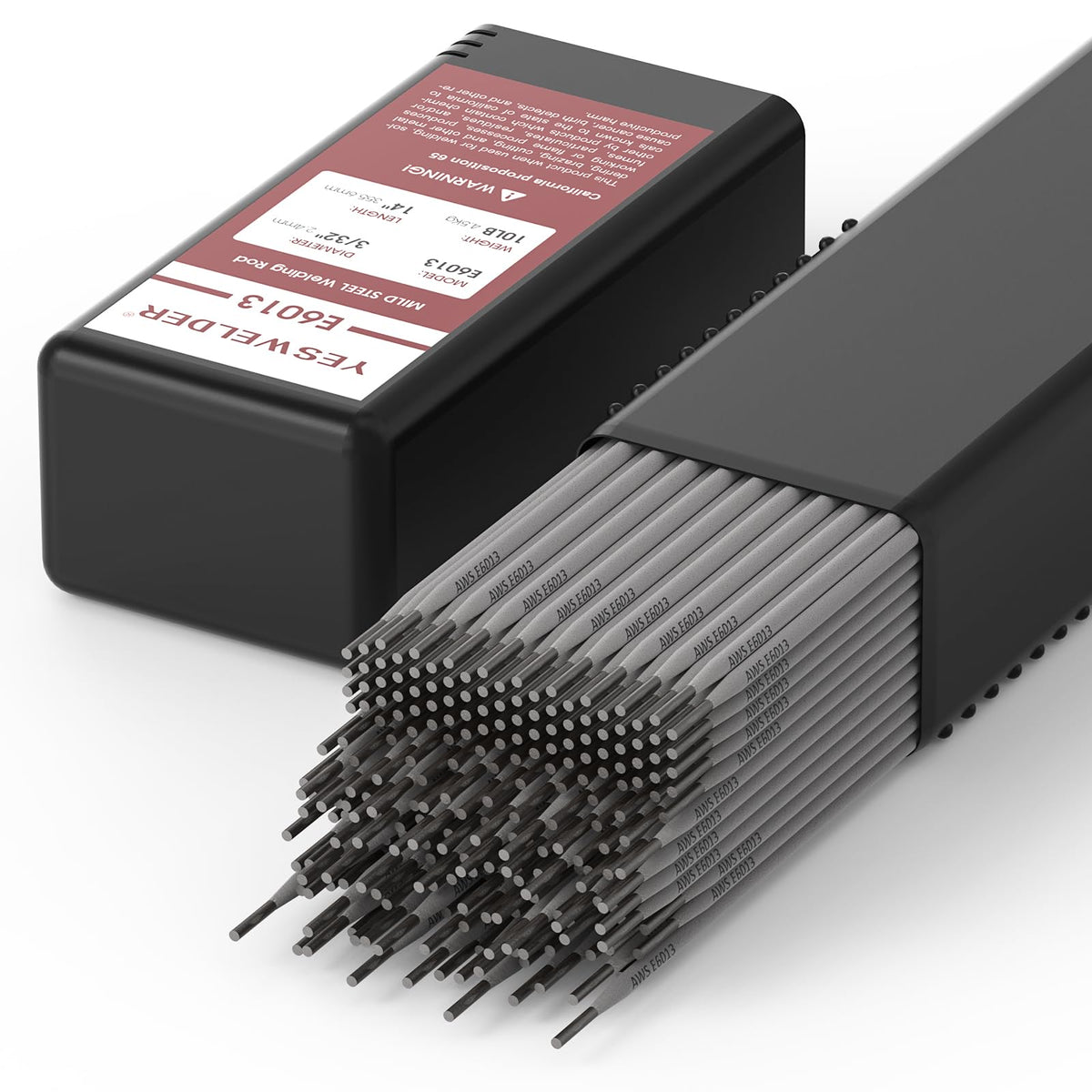 YESWELDER E6013 3/32in rod in 14in packaging for versatile all-position welding.