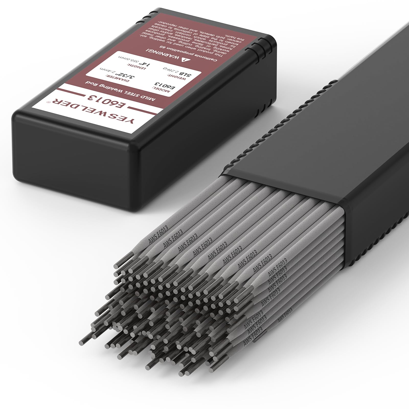 YesWELDER E6013 3/32 in welding rod packaging for easy storage and handling.