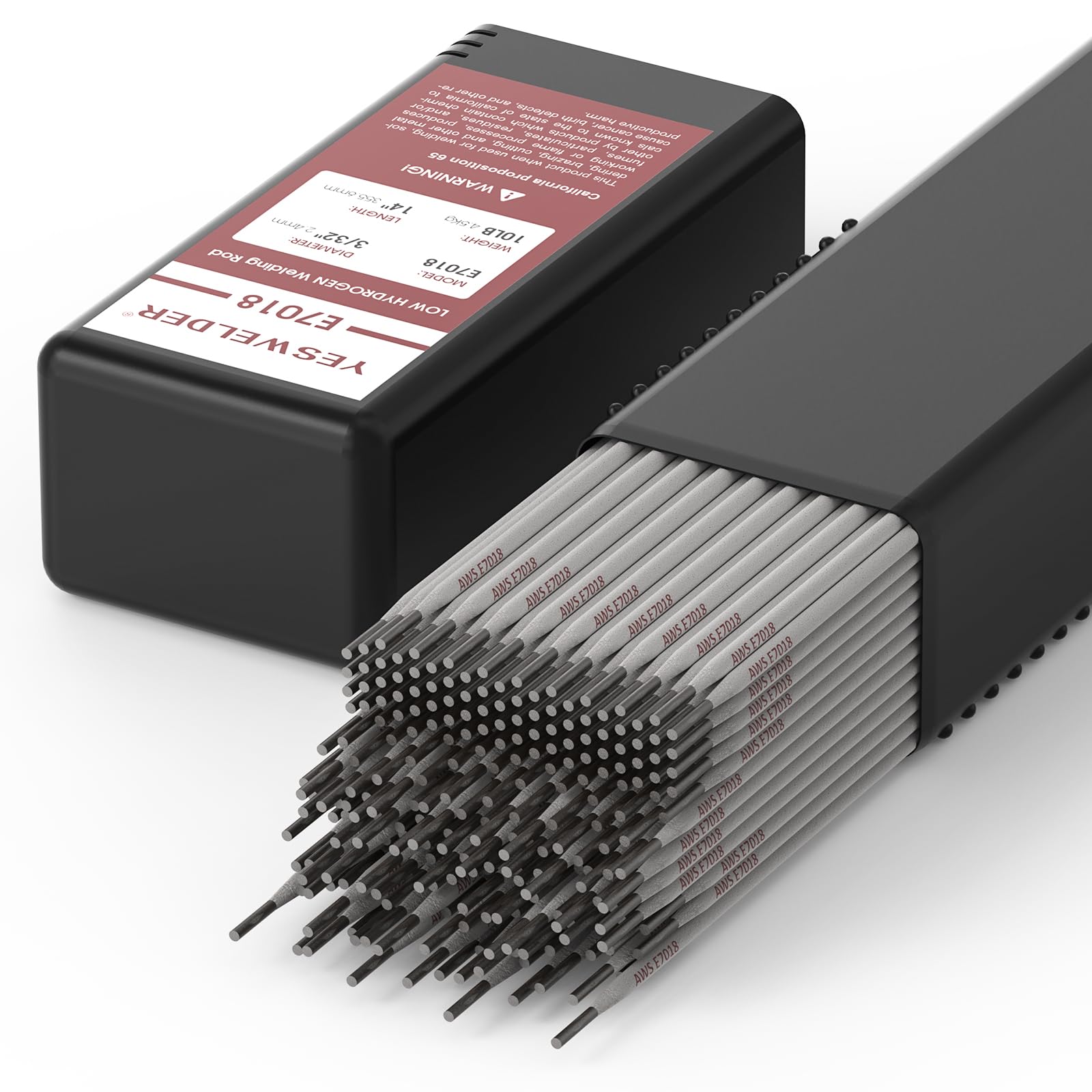 YESWELDER E7018 3/32 welding rod packaging for easy storage and transport.