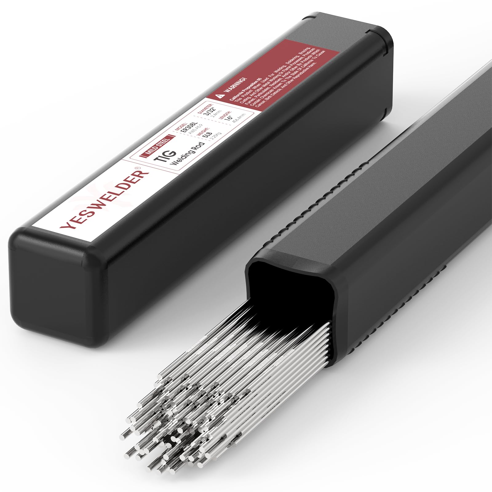 YesWelder ER308L TIG rod in box front for versatile stainless welds.