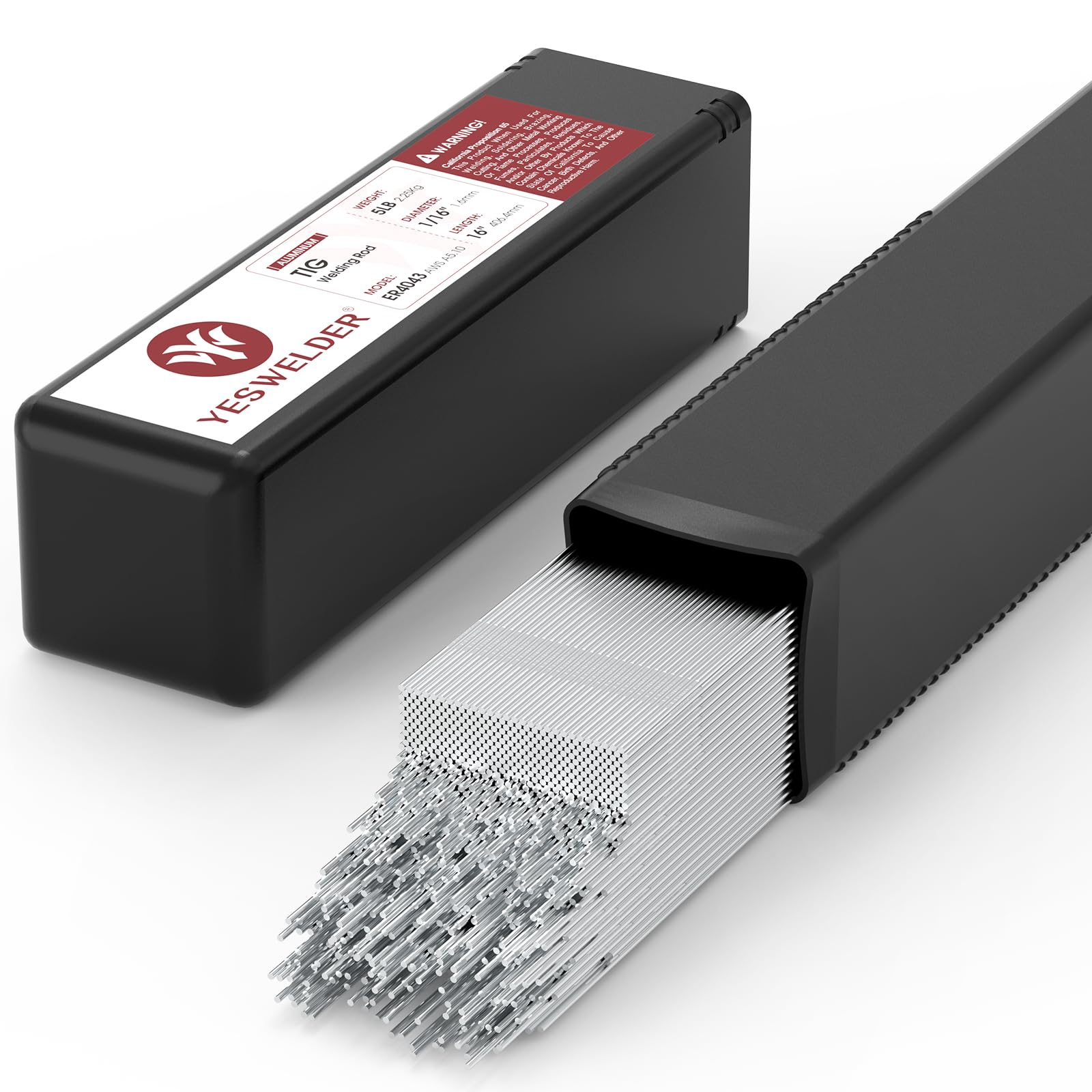 YESWELDER ER4043 1/16x16 welding rod pack enables smooth aluminum TIG joints.