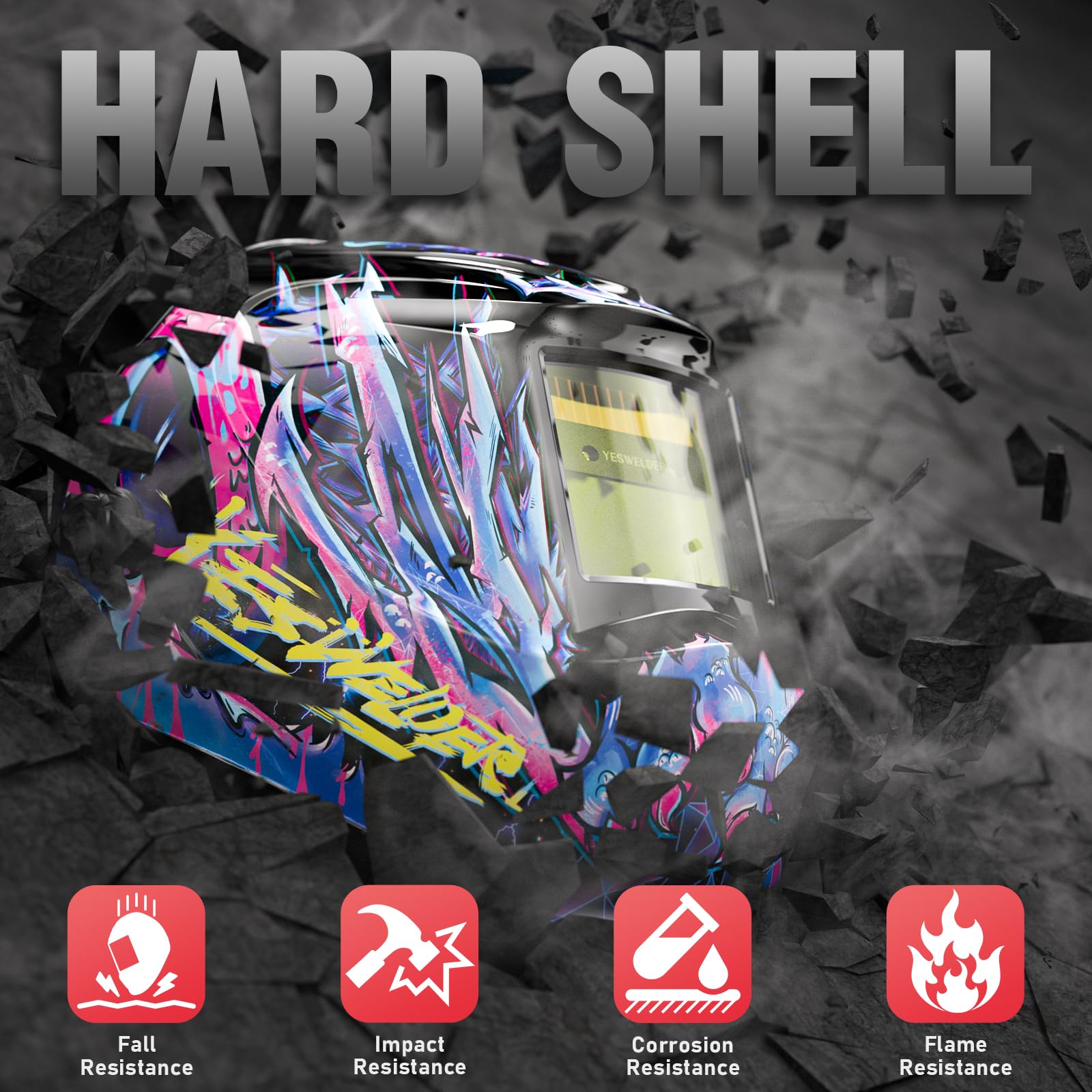 YESWELDER fast auto-darkening sensors respond instantly to arc activity.