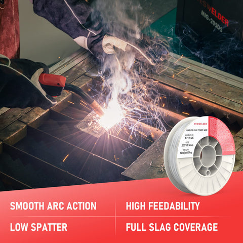 YESWELDER flux-core wire supports all-position welding, including vertical and overhead, for versatile use