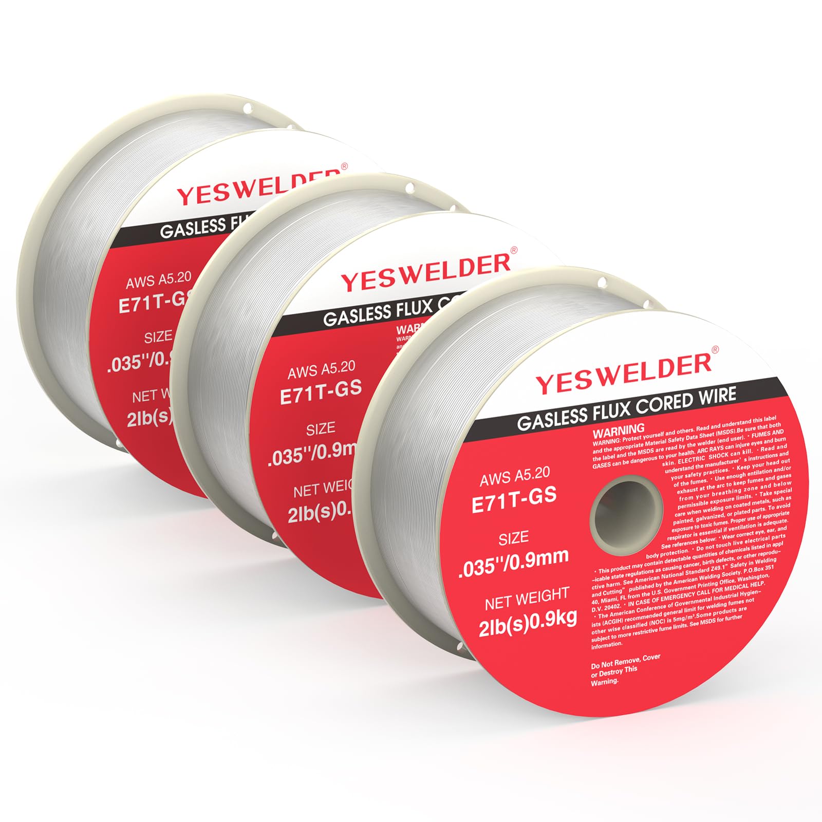 YesWelder flux core wire spool on a durable ABS plastic reel for easy handling