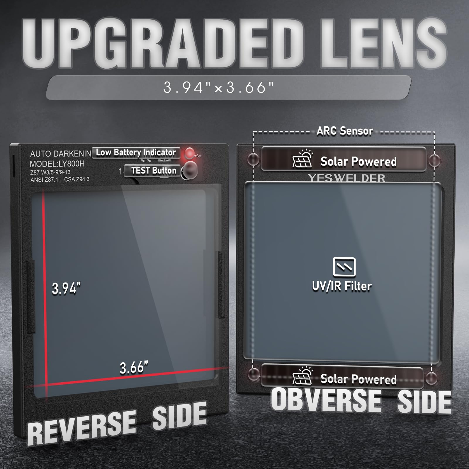 YESWELDER large viewing area 393x366 improves detail during close work.