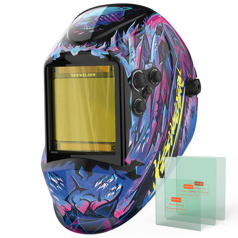 YESWELDER Large View helmet front close-up showing rugged build for daily welding tasks
