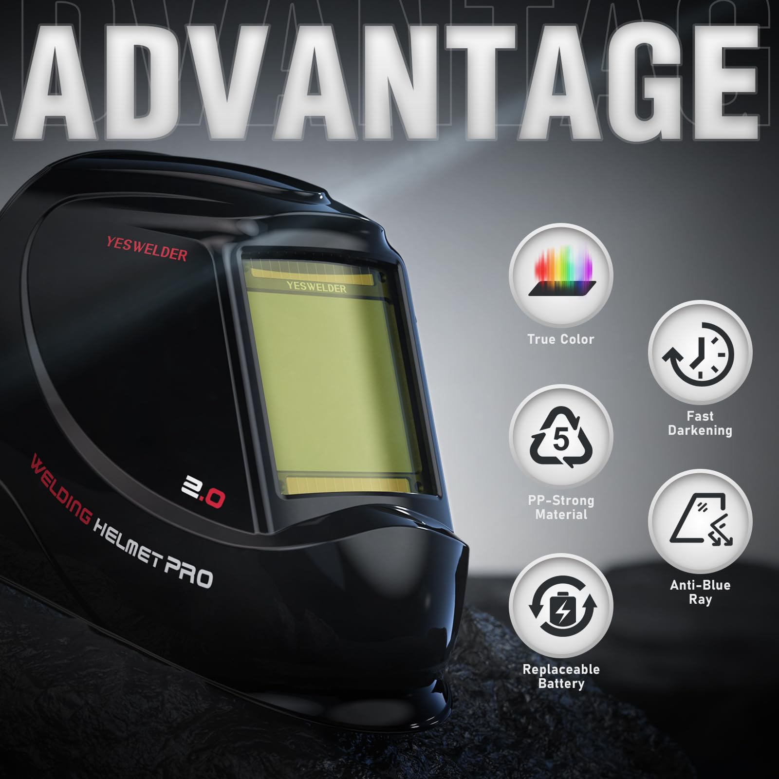 YesWelder Large View shows true color viewport for precise weld inspection.