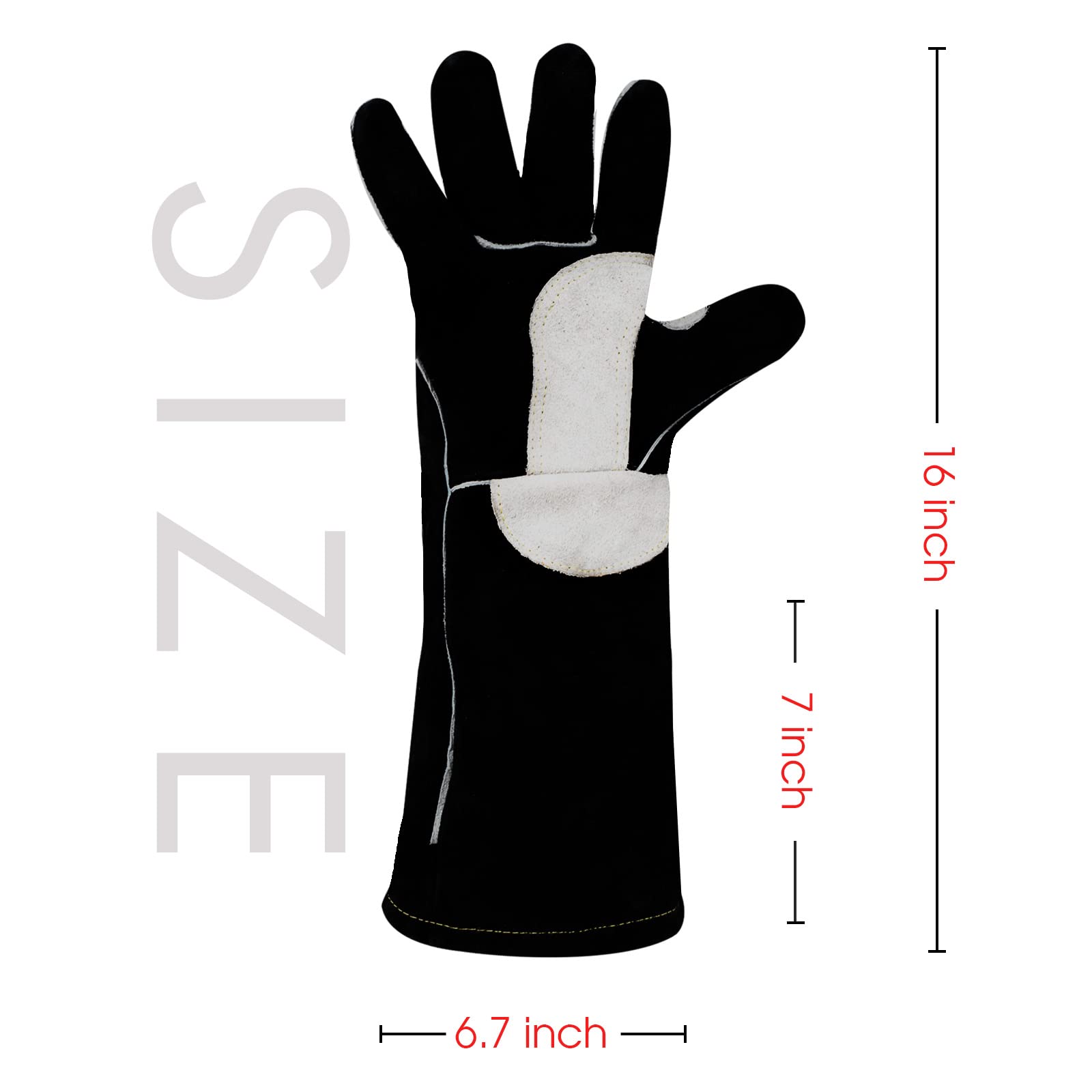 YESWELDER Leather Forge gloves show durable stitching with kevlar thread