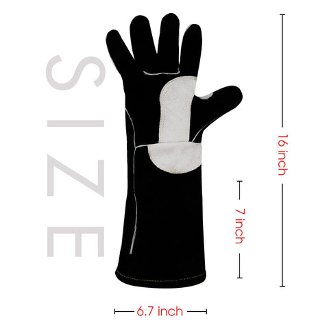 YESWELDER Leather Forge gloves show durable stitching with kevlar thread