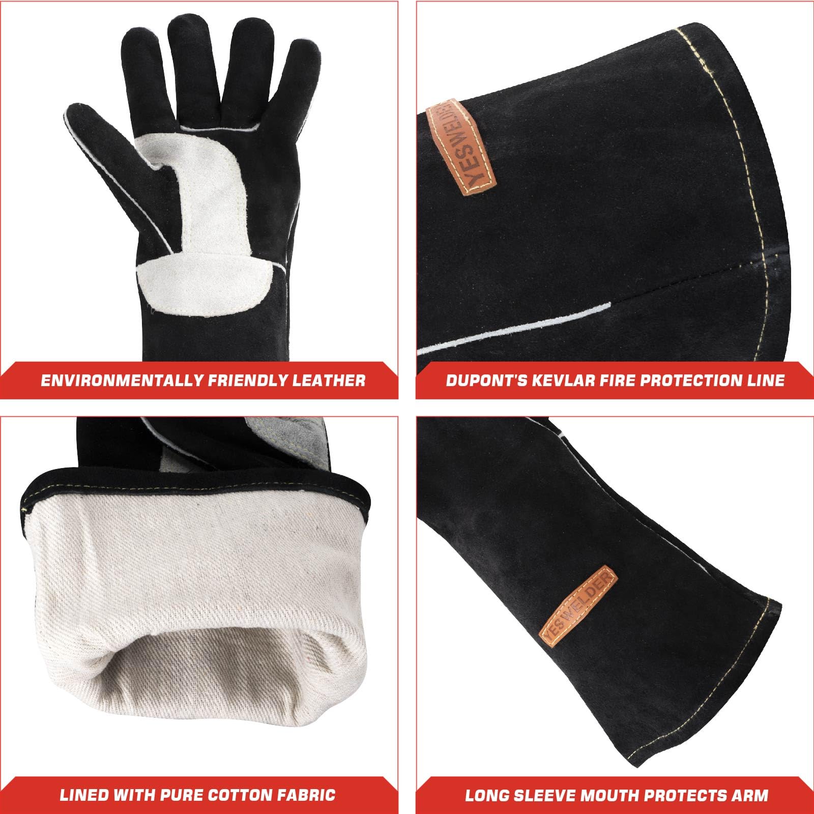 YESWELDER Leather Forge gloves with easy on-off design and comfort