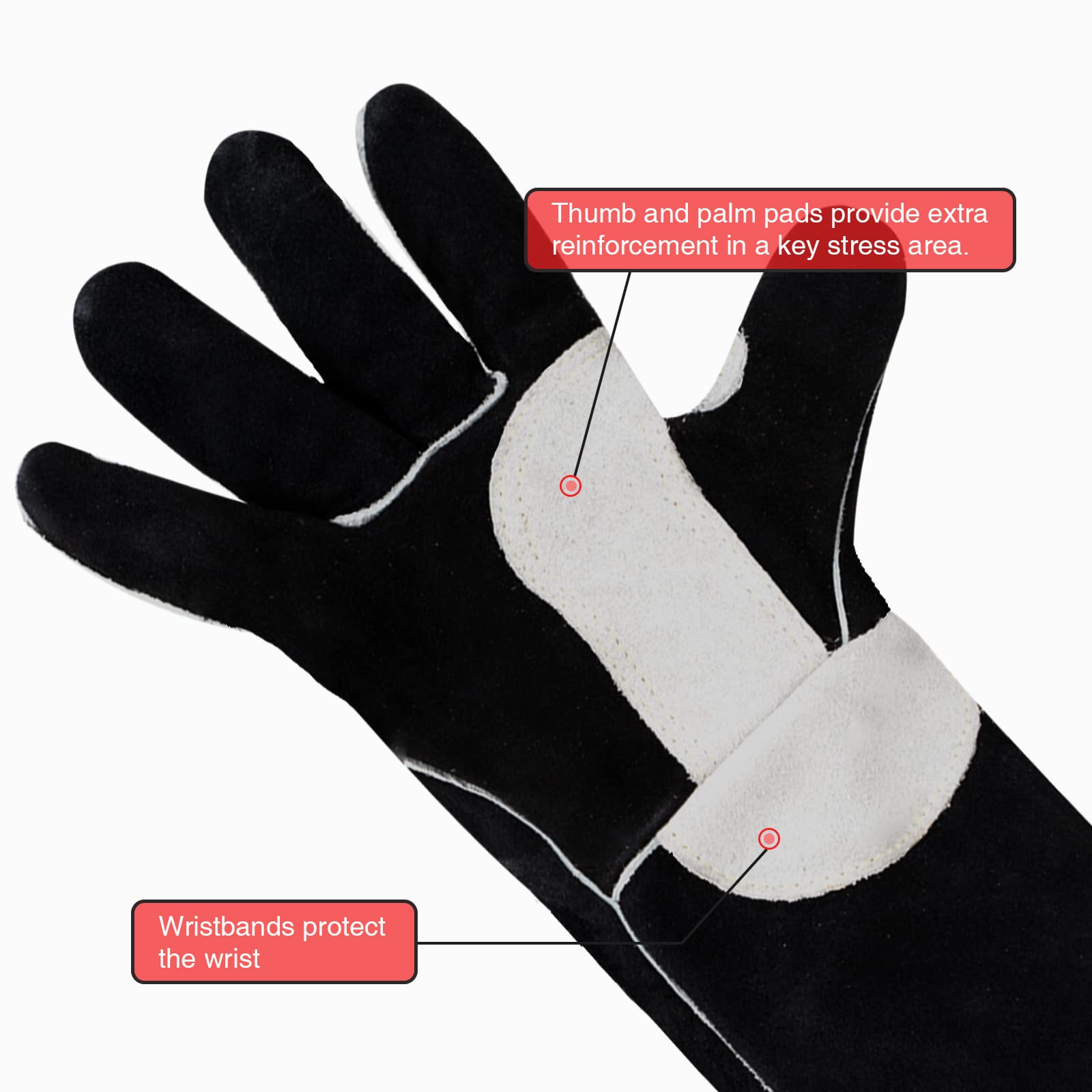 YESWELDER Leather Forge gloves reinforced at high wear points for rugged use