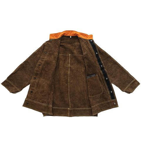 YESWELDER leather welding jacket offers a comfortable, range-friendly fit across sizes