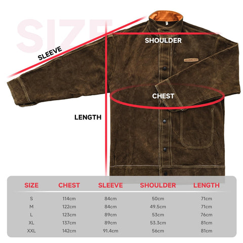 Close-up of YESWELDER jacket texture showing durable split cowhide leather