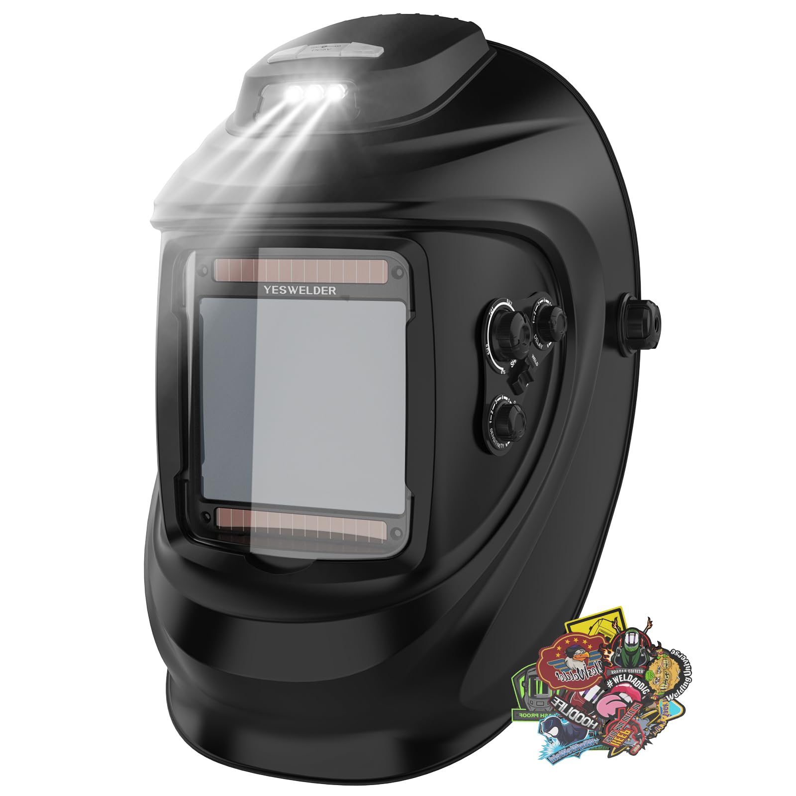 YESWELDER LYG-30800H-W helmet close-up showing clear vision for precise welding tasks