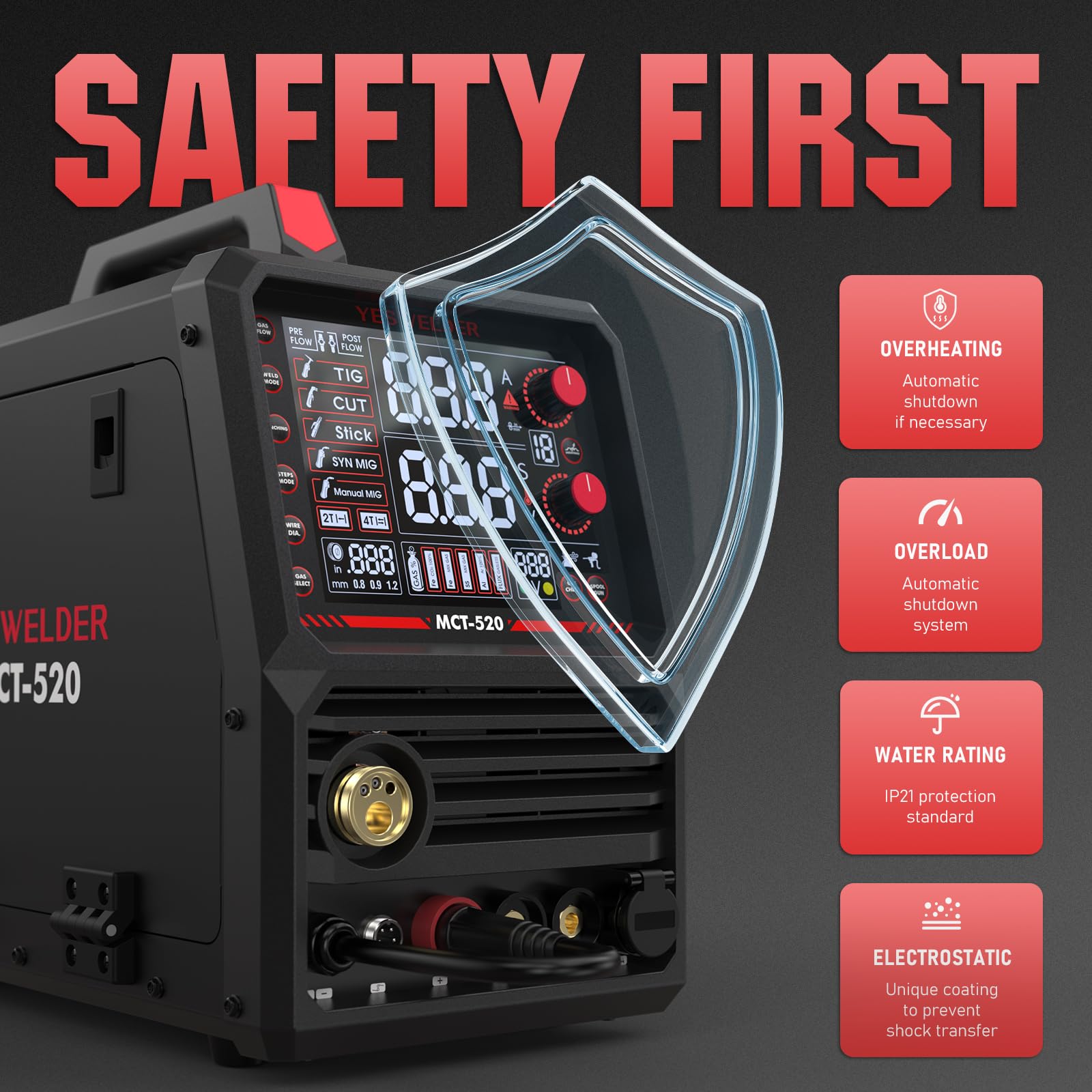 YESWELDER MCT-520 built-in safety protections for reliable use
