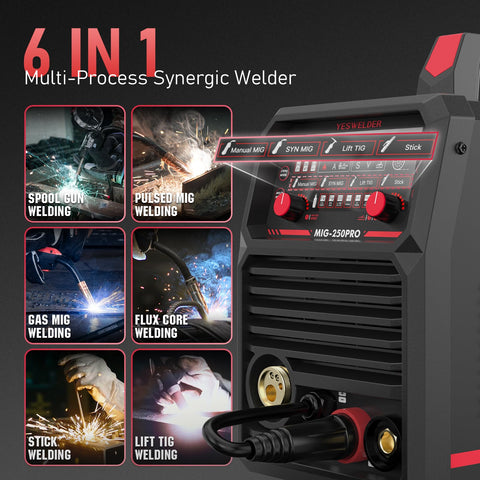 YESWELDER MIG-250PRO dual voltage input supports versatile shop setups.