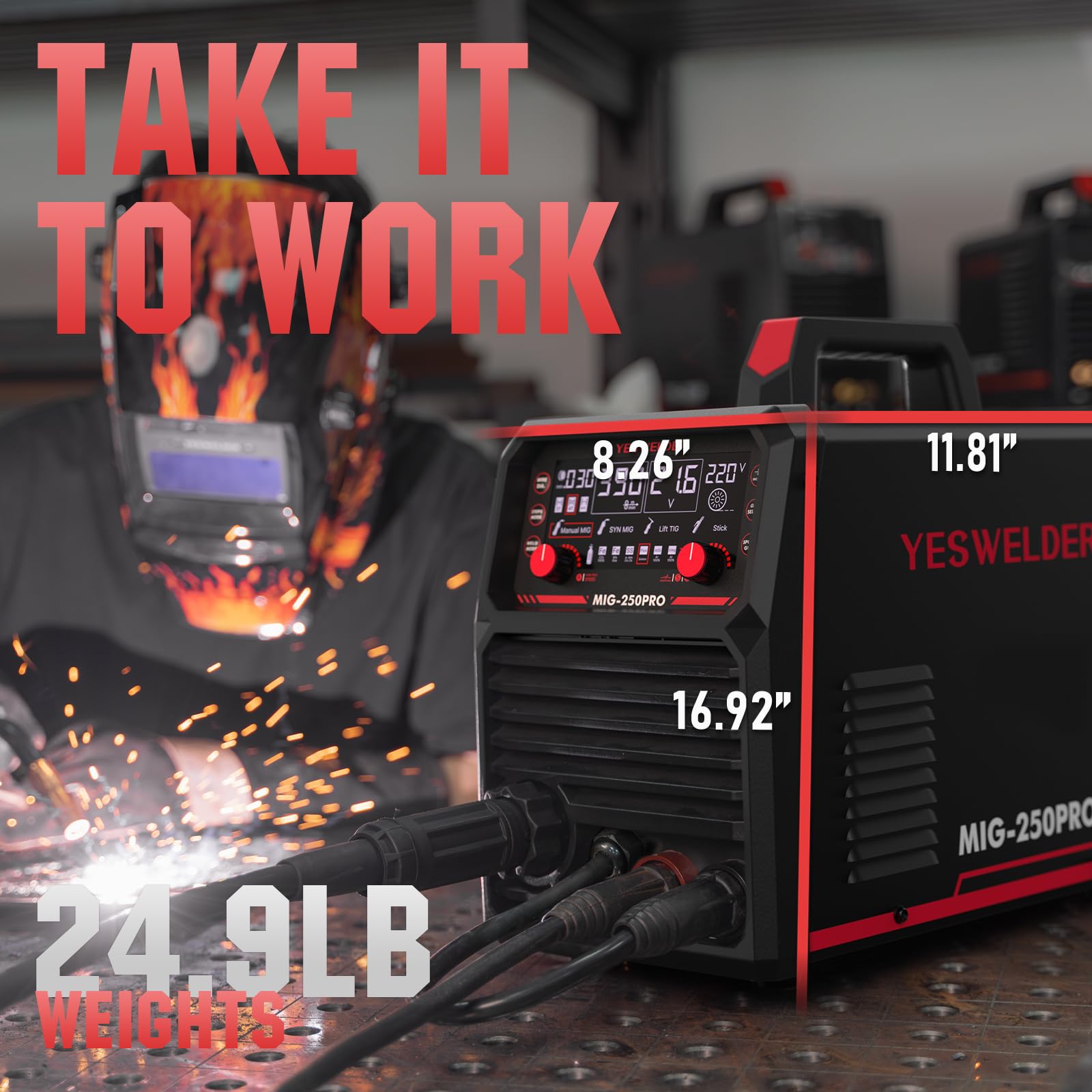 YESWELDER MIG-250PRO built-in safety features protect against overload and overheating.