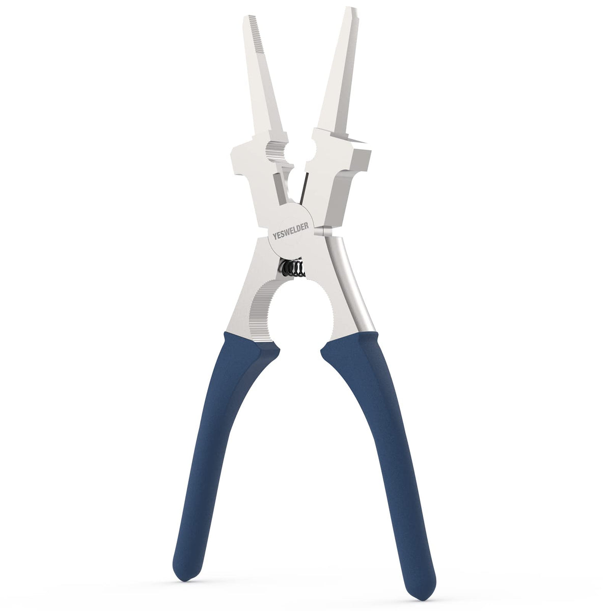 YESWELDER MIG pliers with serrated jaws for a secure grip on hot metal.