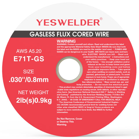 YESWELDER versatile multi-position welding using E71T-GS wire.