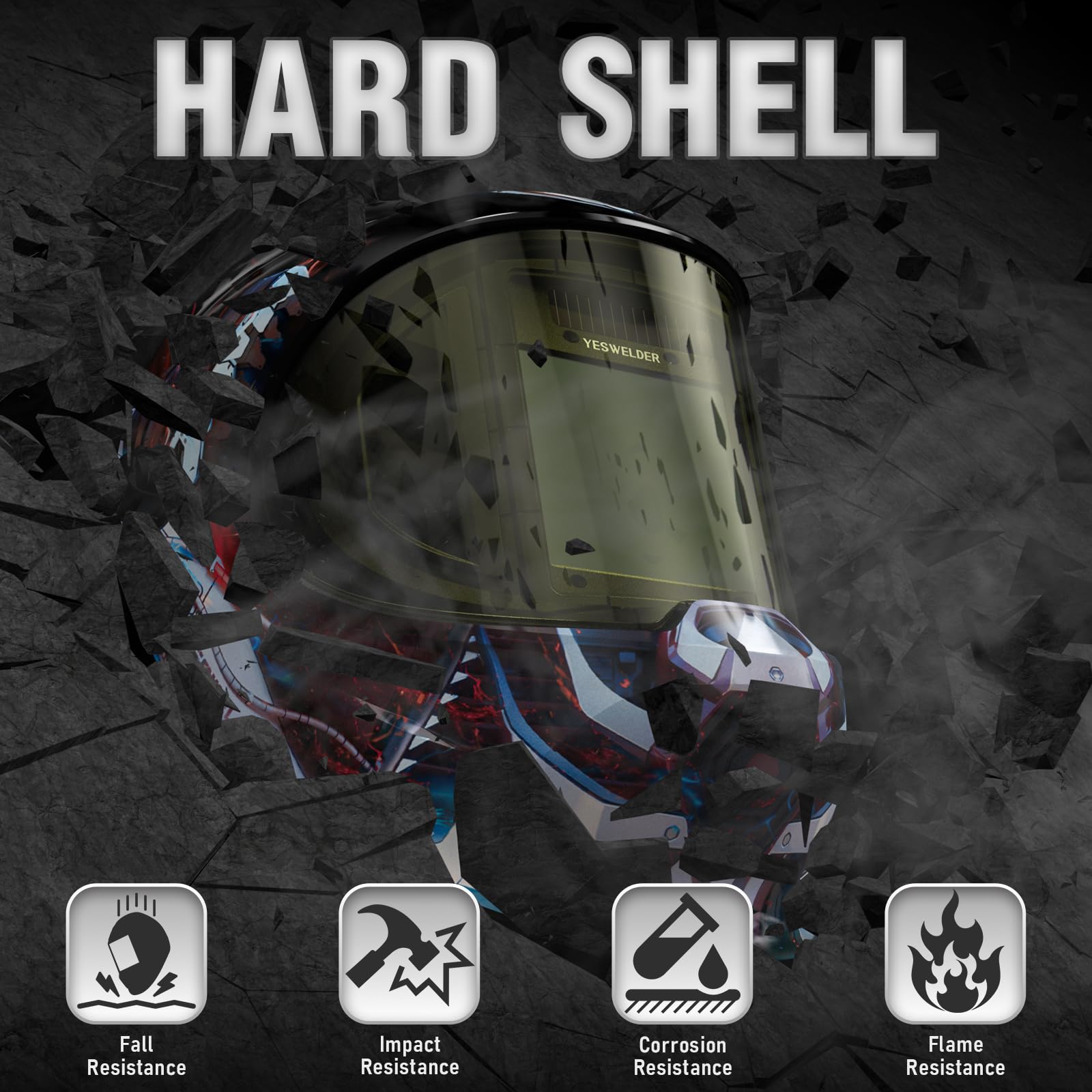 YESWELDER multi-process shade range supports TIG MIG MMA, cutting, and grinding.
