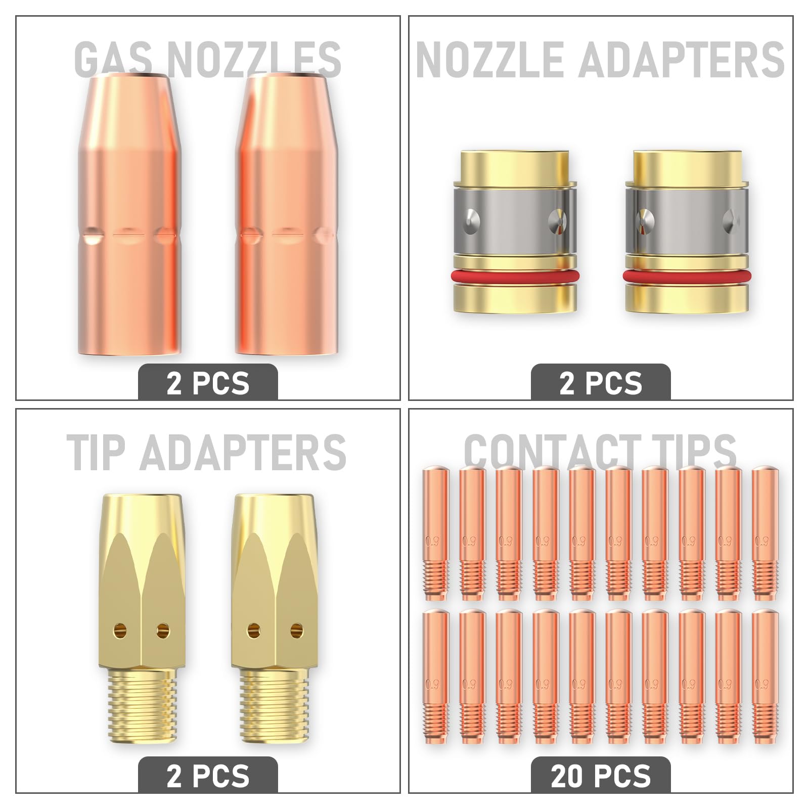 YESWELDER nozzle adapters 169-729 enable versatile nozzle compatibility