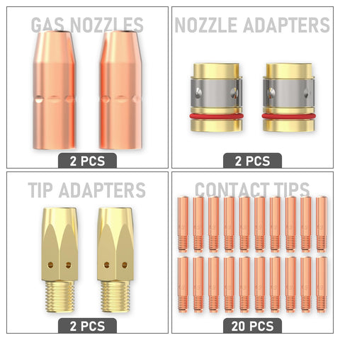 YESWELDER nozzle adapters 169-729 enable versatile nozzle compatibility