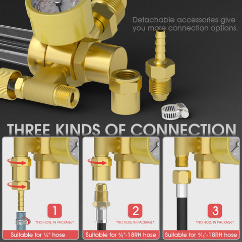 Yeswelder regulator hose connection demonstrates versatile outlet compatibility for reliable welding gas delivery