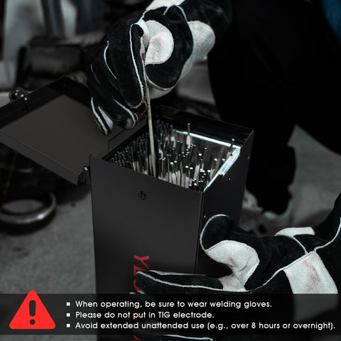 Wide lid allows quick rod removal while wearing gloves for safety