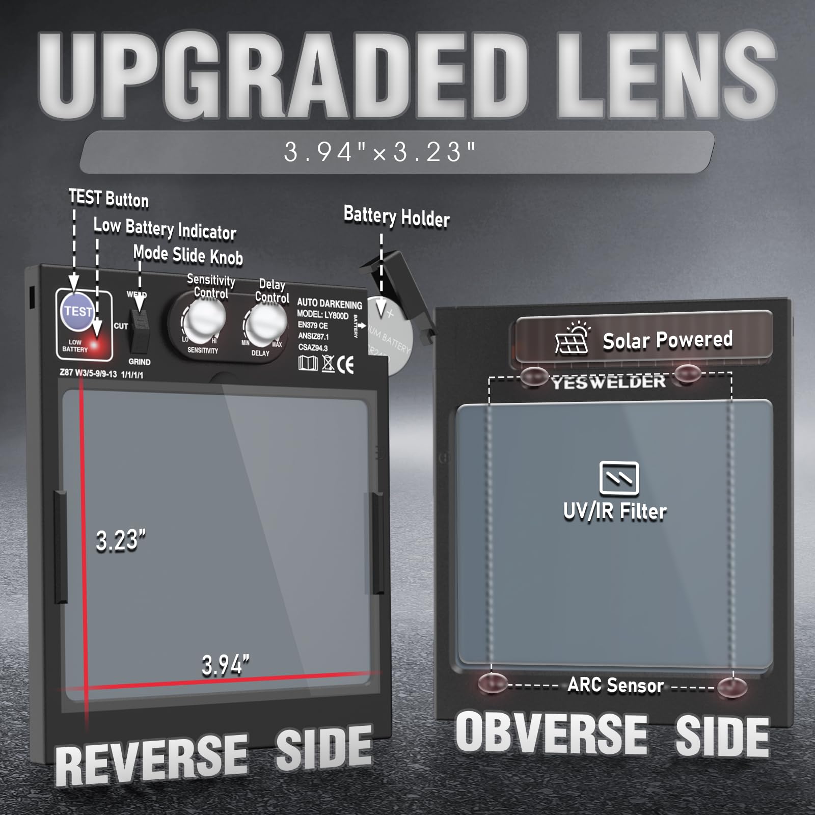 YESWELDER solar-powered design and replaceable battery extend use
