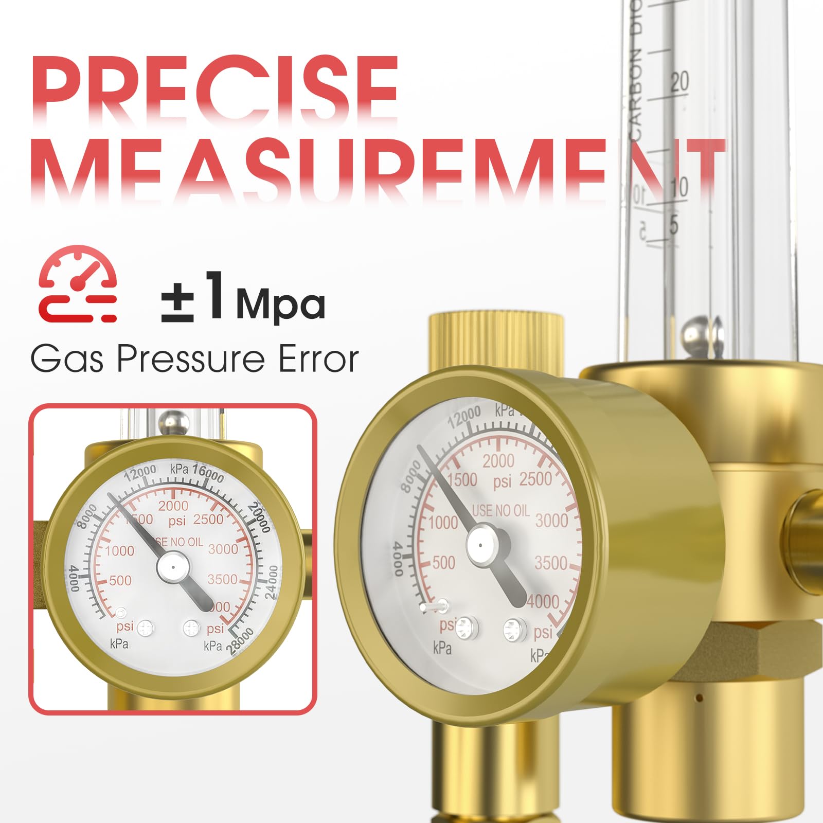 Yeswelder square flow tube indicator close-up for precise gas control.