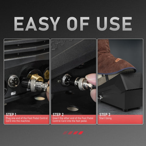 YESWELDER TIG foot pedal packaging showing a ready-to-use bundle