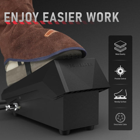 YESWELDER TIG foot pedal side view with ergonomic design for comfortable use