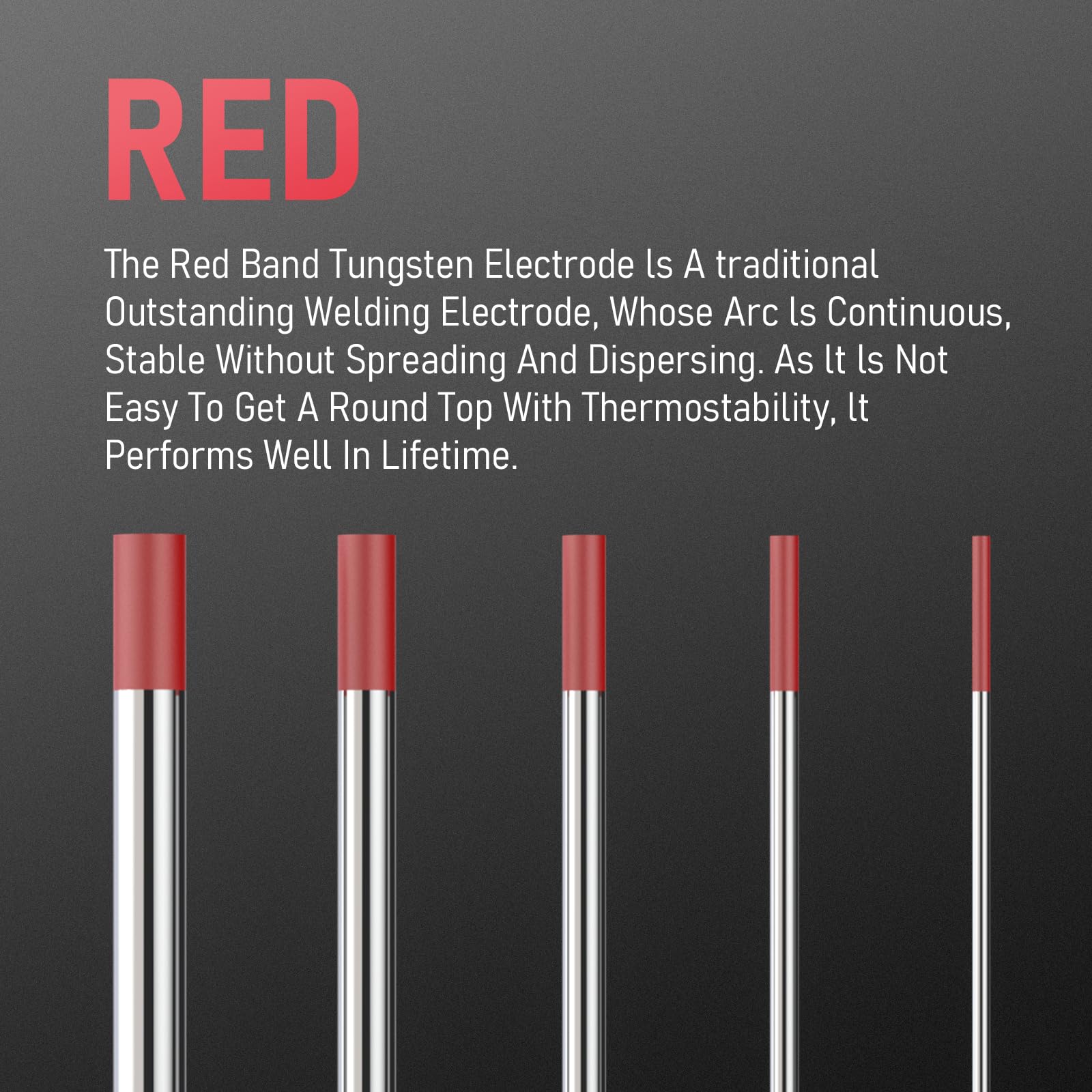 YESWELDER red-tip tungsten meets AWS A5.12M/A5.12:2009 standards