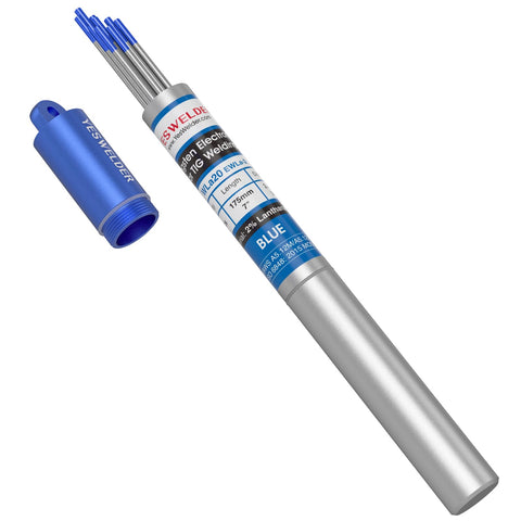 YESWELDER blue 2% lanthanated tungsten electrode for easy arc starts.