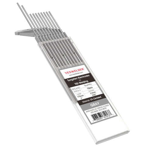 YesWELDER TIG tungsten electrode gray ceria 3/32x7 inches in a 10-pack for steady DC welding.