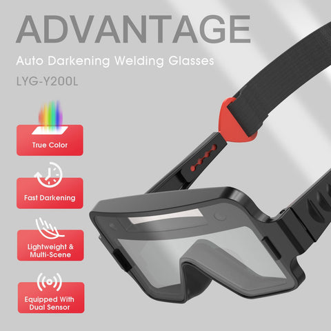 YESWELDER true color welding goggles side angle showing compact lightweight design