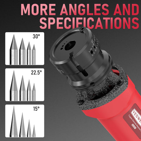 YesWELDER tungsten electrode sharpener diamond wheel close-up for long-lasting grinding.