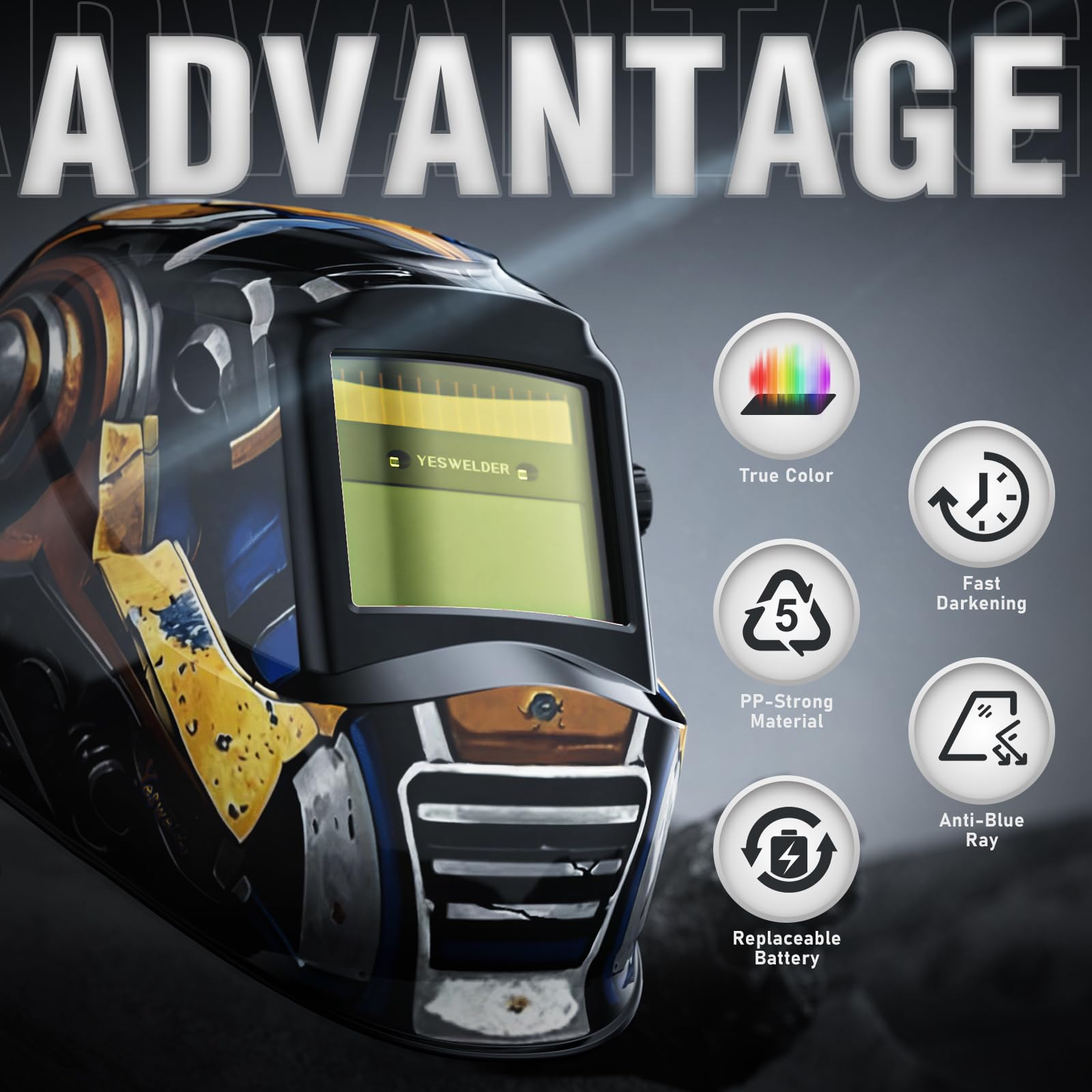 YESWELDER viewing area 3.64 by 1.67 inches offers true color visibility for precise welds.