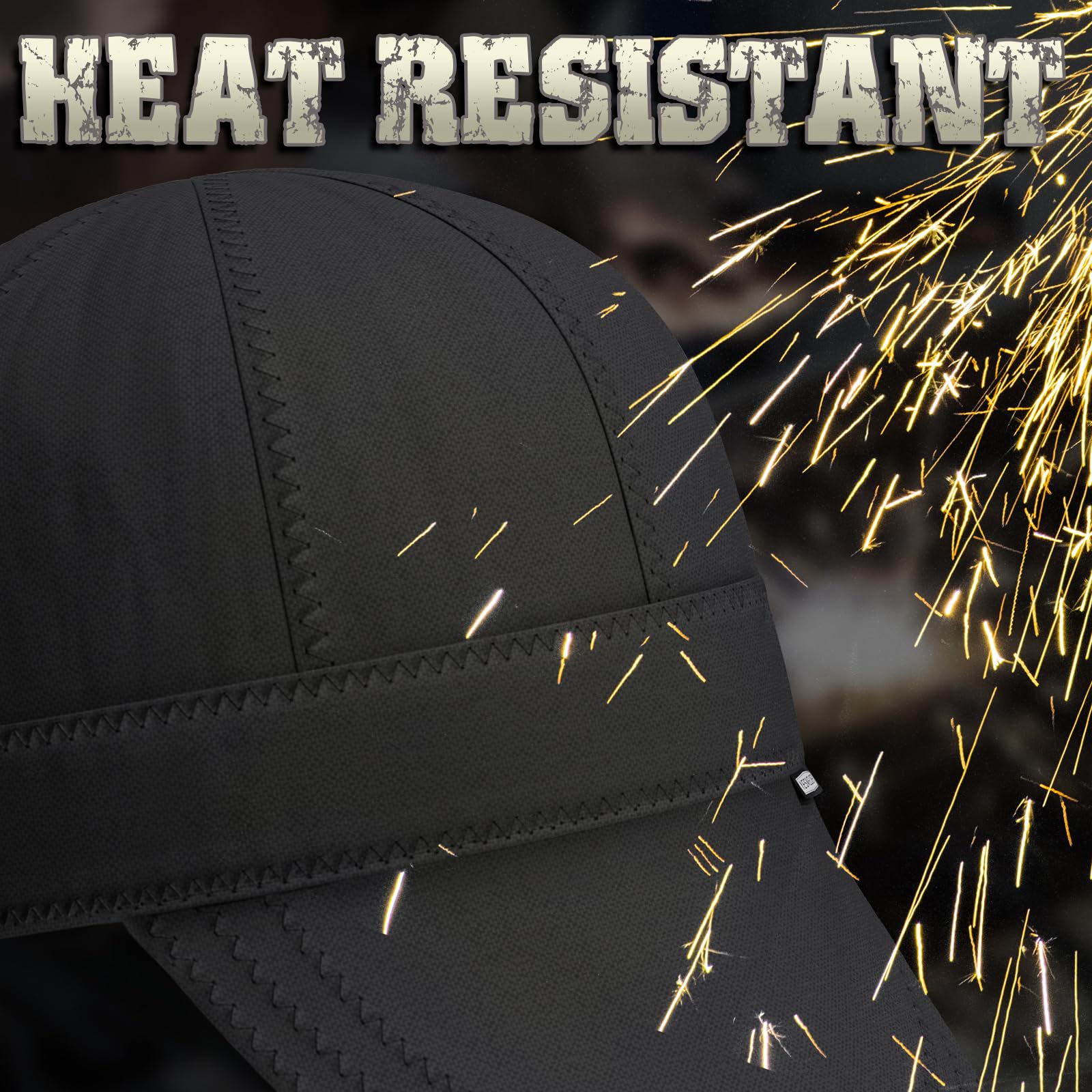 YESWELDER all black welding cap back view snug all-day comfort