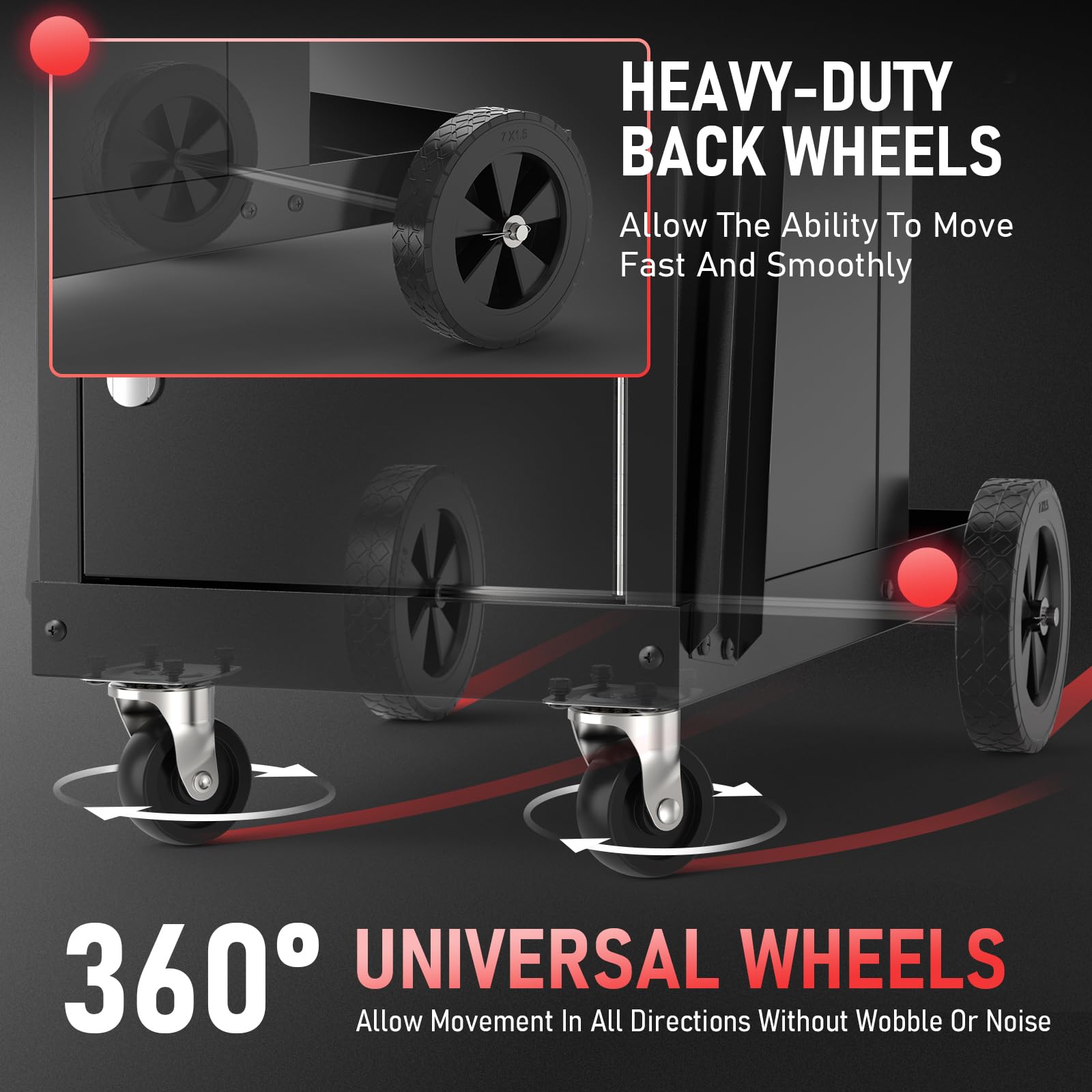 YESWELDER welding cart with 360-degree swiveling wheels for easy mobility