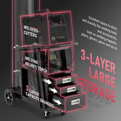 YESWELDER welding cart 360 degree wheels for smooth indoor outdoor movement