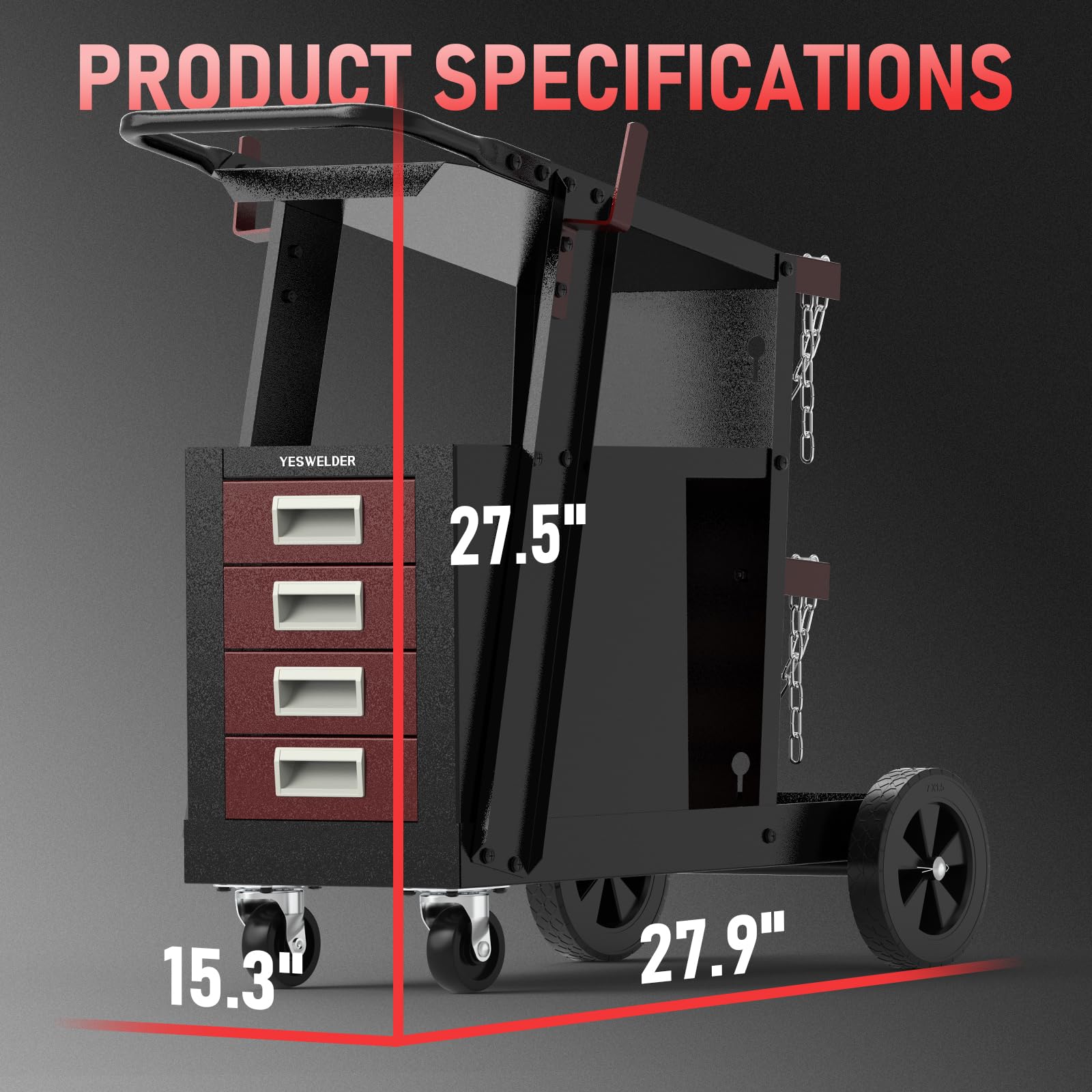 YESWELDER welding cart compact rolling design saves space on busy job sites.