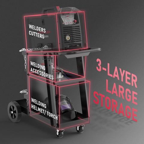 YESWELDER welding cart cylinder storage keeps gas tanks secure.